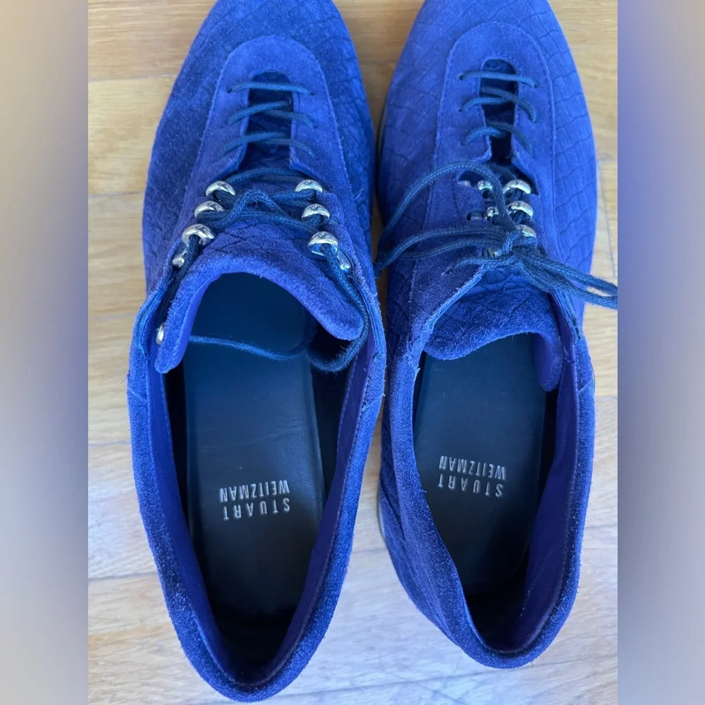 Stuart Weitzman Woven Leather Oxford Sneakers - Size 8 - Picture 2 of 8